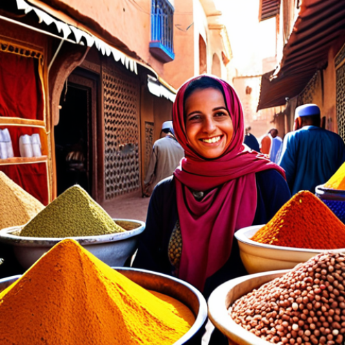 Home 22 **
"A vibrant, colorful photo of a person exploring a bustling Moroccan marketplace. The person is taking photos with a professional camera, surrounded by spices, textiles, and smiling Berber vendors. Golden light filters through the scene, creating a sense of adventure and cultural immersion. Focus on capturing the curiosity and excitement of discovering new experiences."
**
