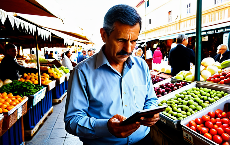 A professional, thoughtful individual in modest business casual attire, fully clothed, standing amidst a vibrant, sunlit Spanish local market. The person is subtly observing the bustling activity, the interactions between vendors and customers, and the variety of fresh produce and local crafts. Their expression is attentive and curious, perhaps jotting down notes on a small tablet. The market scene is lively but not overwhelming. This image emphasizes active observation and deep listening to uncover hidden opportunities. Safe for work, appropriate content, professional dress, perfect anatomy, correct proportions, natural pose, well-formed hands, proper finger count, natural body proportions, high-quality professional photography, realistic.