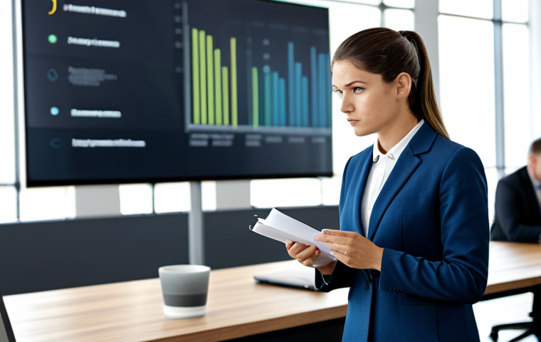 Observant Entrepreneur in a Modern Co-working Space**
A young entrepreneur, fully clothed in professional attire, is intently observing a presentation on a large screen in a bright, modern co-working space filled with diverse individuals. She's taking notes with a determined expression, demonstrating active listening and analysis. The scene is vibrant and collaborative, depicting a moment of insight and opportunity recognition. Perfect anatomy, well-formed hands, natural pose, professional quality, appropriate content, safe for work, modest attire.
**