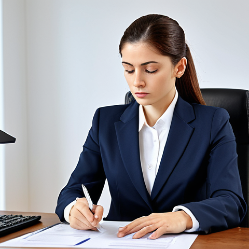 Negotiation Preparation**
"A serious businesswoman in a modest business suit, reviewing documents and market analysis reports at a modern desk, preparing for a negotiation, fully clothed, appropriate attire, safe for work, perfect anatomy, correct proportions, professional, high quality, well-formed hands, proper finger count, natural pose, office background."
**