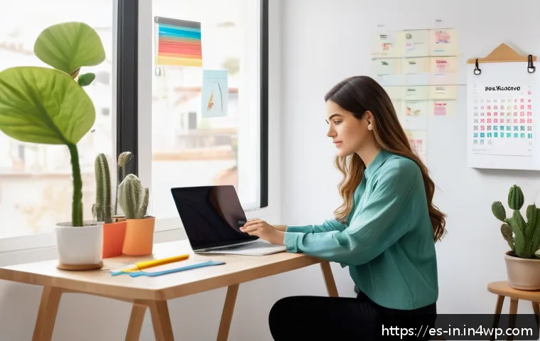 기회 포착을 위한 목표 달성 계획 수립 - A modern, bright home office scene showing a young Spanish professional woman sitting at a clean des...