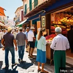 Home 18 기회 포착을 위한 체계적 접근법 - A vibrant local Spanish market scene bustling with diverse people actively observing and interacting...